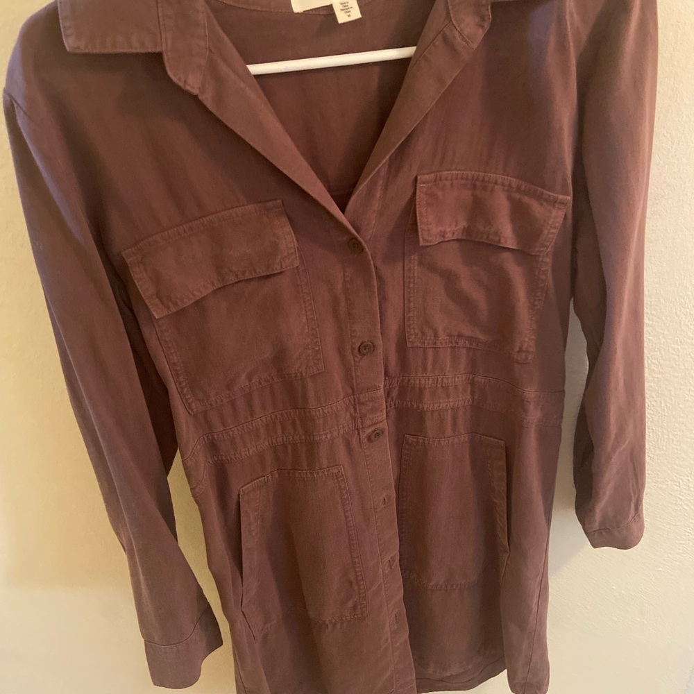 Cloth and Stone button down collared dress.  Purple size Xs